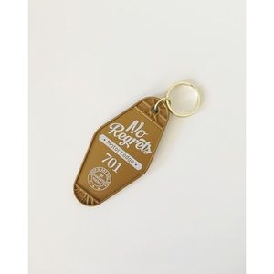 No Regrets vintage motel keychain